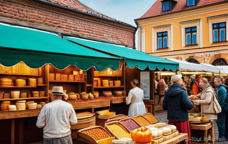 관광 경제학 - **Vibrant Polish Market Square:** A bustling and colorful market square in a historic Polish city, i...