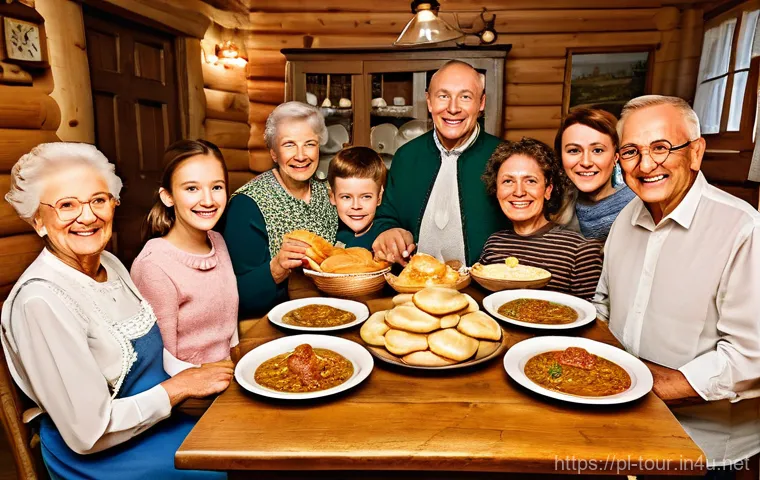 인바운드 관광 산업 - **Prompt:** A vibrant, heartwarming scene depicting authentic Polish hospitality. A multi-generation...