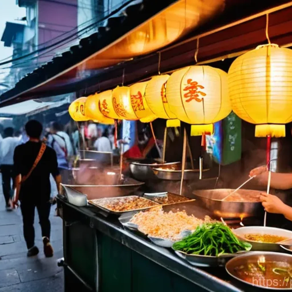 아시아 관광 시장 - **Prompt 1: Vibrant Asian Street Food Experience**
    "A bustling, vibrant night market scene in a ...