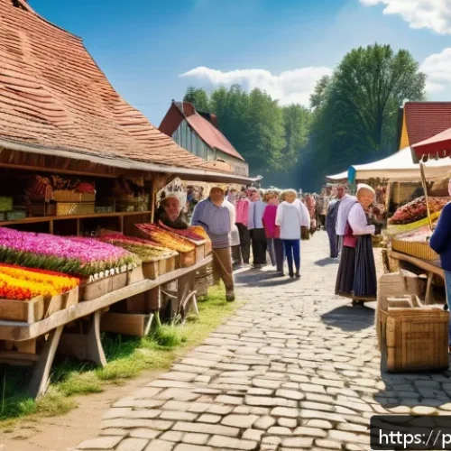 브랜드 마케팅 - A vibrant, authentic Polish local market scene in Małopolska region, showcasing regional farmers and...