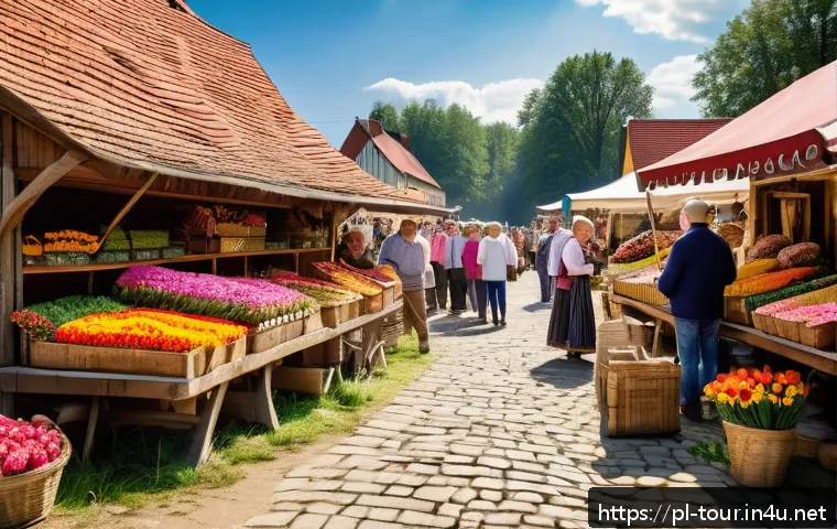 브랜드 마케팅 - A vibrant, authentic Polish local market scene in Małopolska region, showcasing regional farmers and...